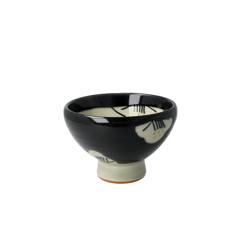 高台どんぶり　椿　黒