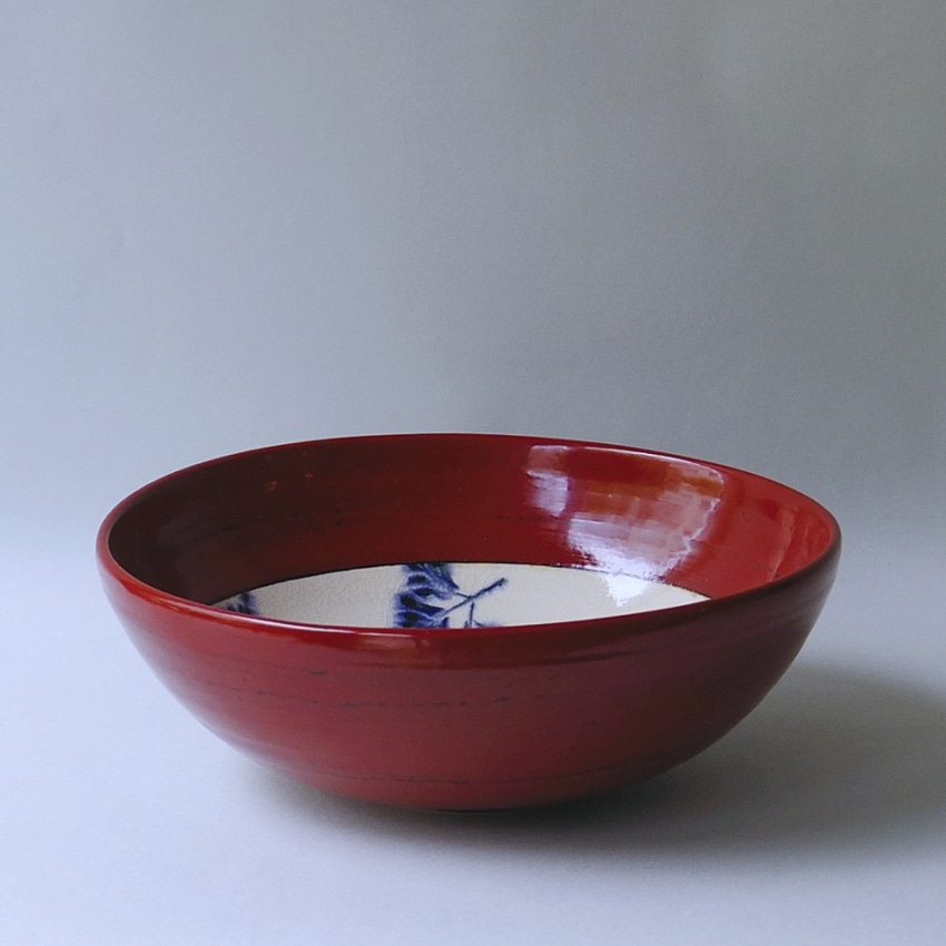 漆陶　紬ボウルシダ　赤