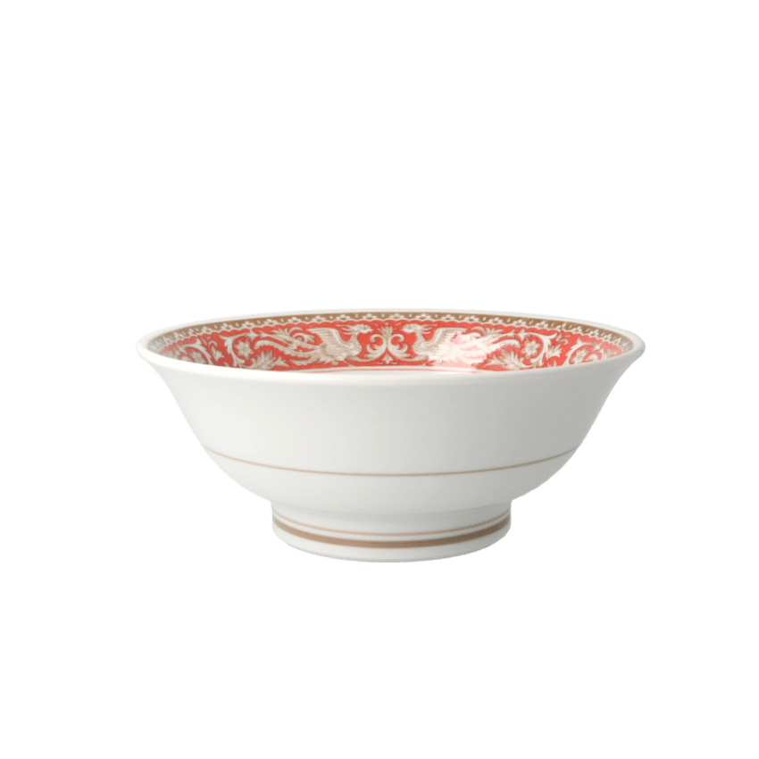 紅反り高台6.5寸ラーメン丼　鳳凰双喜紋