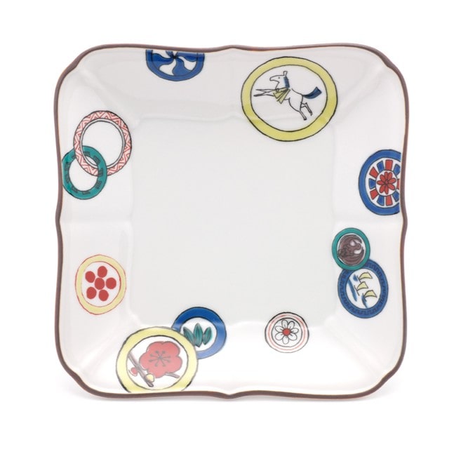 KUTANI SEAL TRADITIONAL額皿 丸紋ちらし　1個入