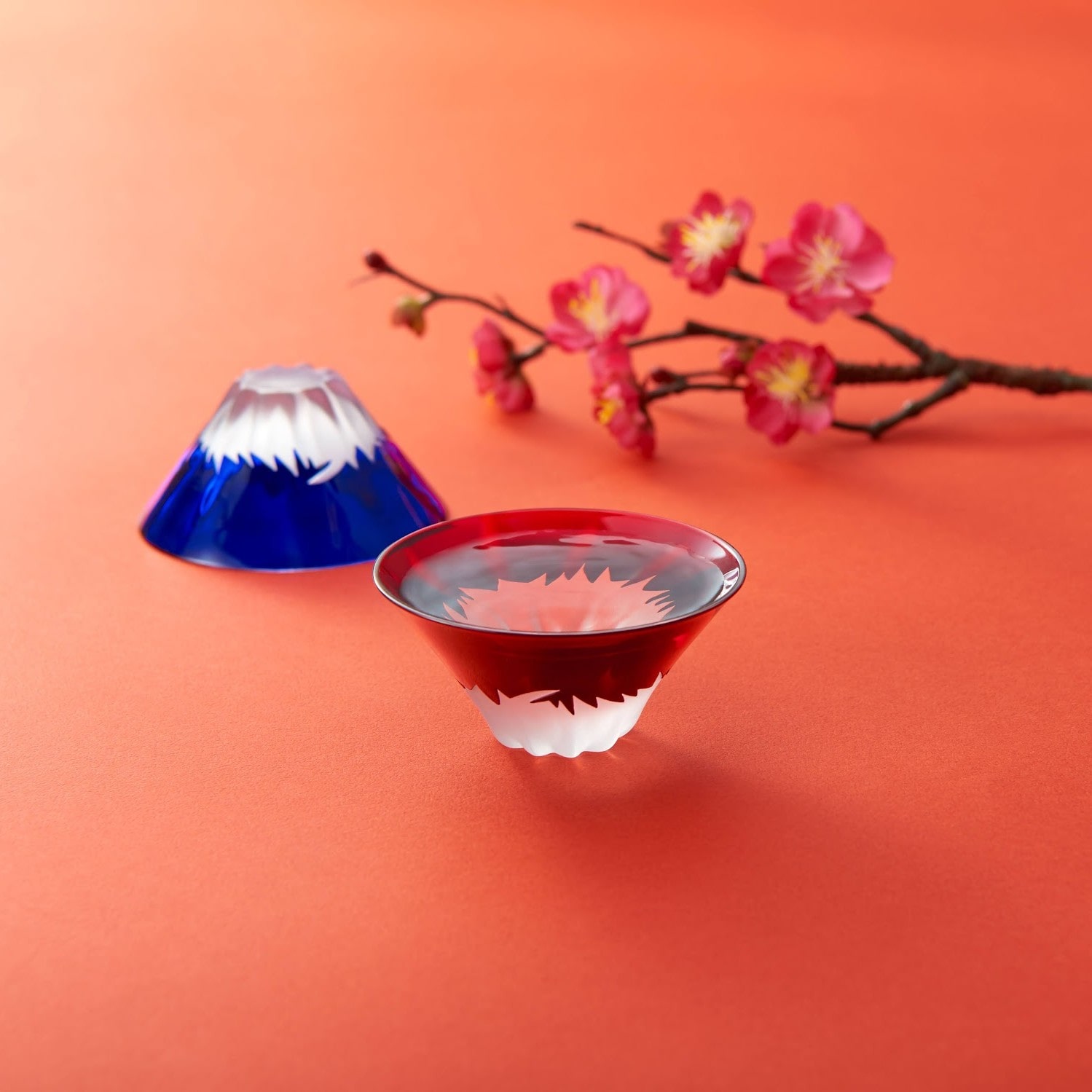 田島硝子　青･赤 富士祝盃ﾍﾟｱ