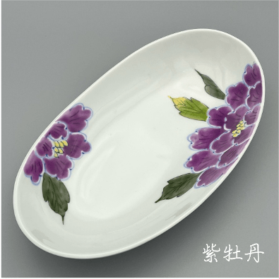 紫牡丹楕円カレー皿　1個入