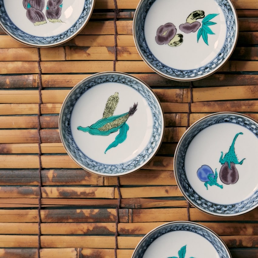 〈九谷焼〉野菜絵変り小皿揃