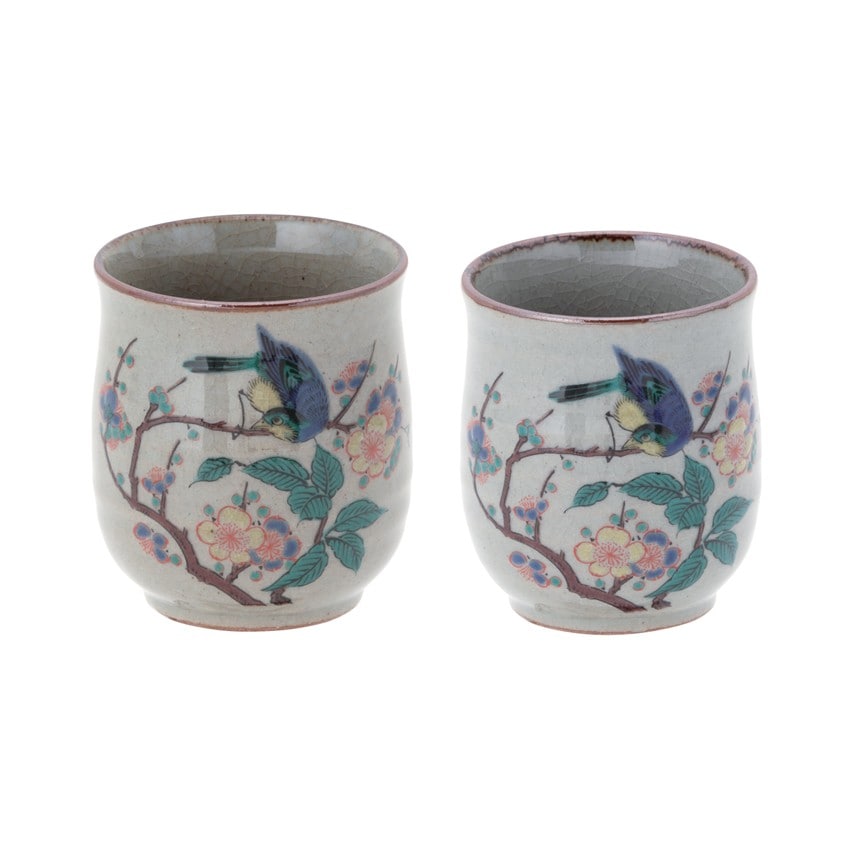 〈九谷焼〉組湯呑 花鳥