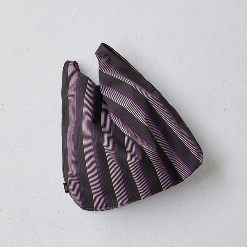 〈小倉織〉シンプルバッグM（紫流）