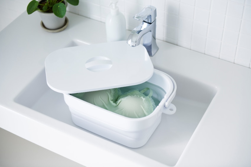 折りたためるつけ置き洗いバケツ ホワイト ホワイト