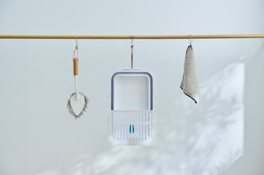 折畳めるバスケット15Lトレー付 ホワイト ホワイト