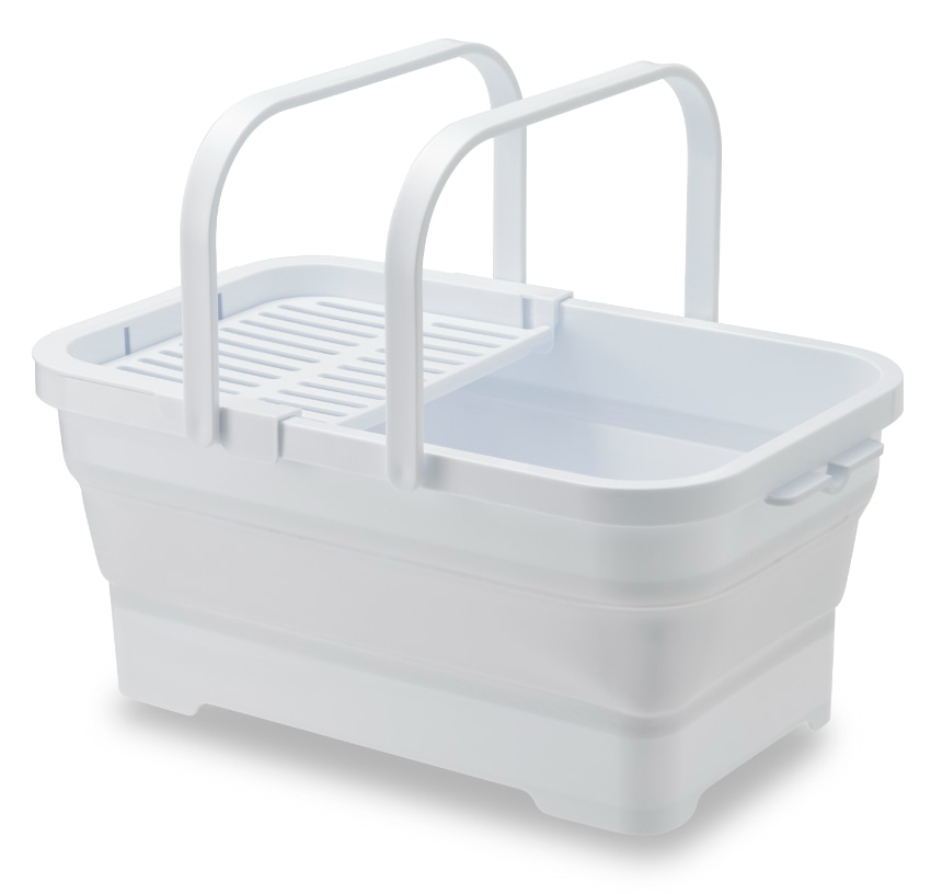 折畳めるバスケット15Lトレー付 ホワイト ホワイト