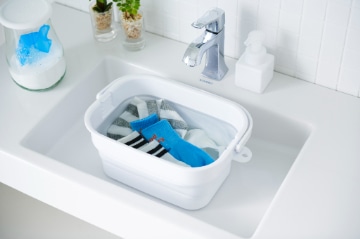 折りたためるつけ置き洗いバケツ ホワイト