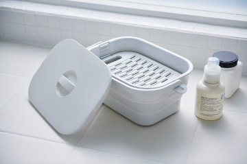 折りたためるつけ置き洗いバケツ グレー