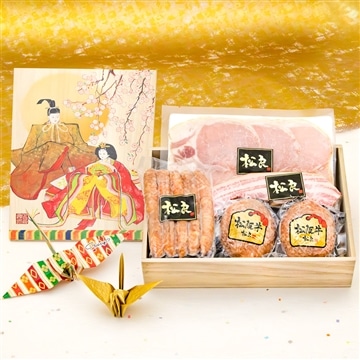 桐箱絵巻 松阪牛100%黄金ハンバーグと三重ハムセット